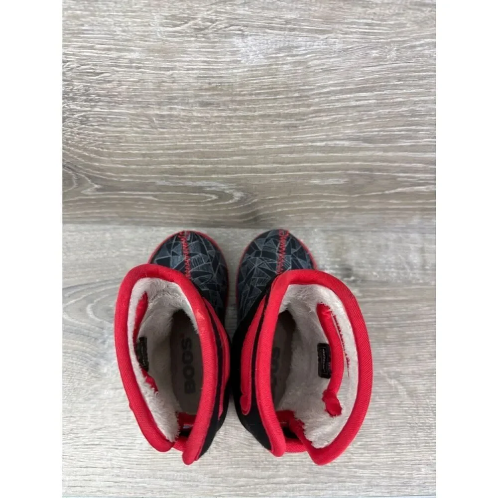 Bogs Waterproof 14f Maze Geometric Toddler Boy Sz 6 Red Black Pull On Rain Boots